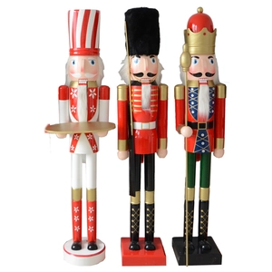 Three-piece 180cm wooden Nutcracker set including king and soldier figures for Christmas decor