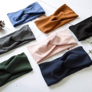 Knitted Headband Soft Ribbed Fabric Elastic Cross Twist Wide Hair Band For Women Girls Face Washing Sports Daily Simple