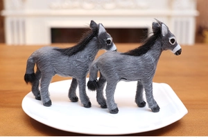 Detailed realistic plush donkey figurines for Christmas festive scene decoration