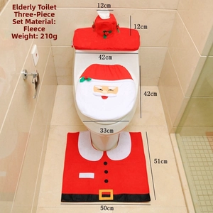 Dimensions détaillées du kit couvre-siège de toilette Père Noël avec tapis et couvercle
