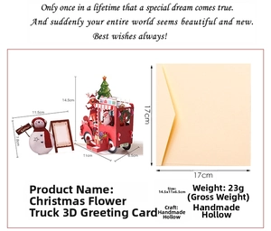 Detailed view of dimensions for 3D Christmas float pop-up greeting card and snowman