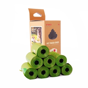 Eco-friendly scented dog poop bags set with 8 rolls of green degradable waste bags