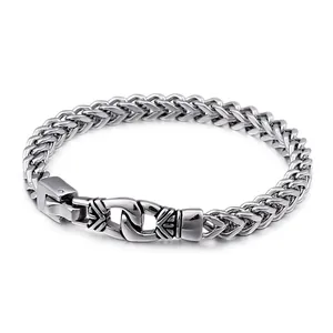 Men Stainless Steel Wheat Chain Bracelet With Infinity Symbol Clasp Polished Industrial Style Jewelry Accessory