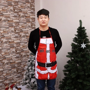 Classic red Santa Claus apron for adults with Ho Ho Ho print for Christmas costume parties