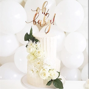 Oh Baby Cake Topper Mirror Acrylic Artistic Font Gold Rose Gold Decoration For Baby Shower Birthday Party