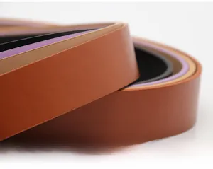 Close-up showing fine leather texture and high quality PU material of colorful belts