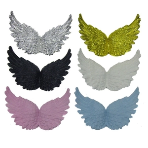 Set of 6 colorful decorative angel wings in gold silver pink for Christmas cake toppers