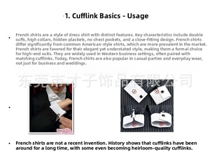 Guide showing how to style crystal cufflinks on a professional French cuff shirt sleeve