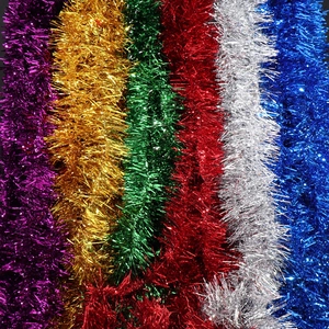 Christmas Tinsel Garland Metallic Shiny Plastic Hanging Ribbon For Tree Wedding Party Room Decoration