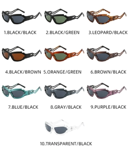 Vue détaillée montrant dix coloris de lunettes de soleil de sport punk style Y2K