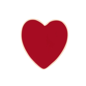 Valentine's Day red heart-shaped alloy brooch set with enamel finish on white background