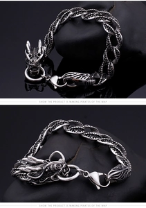 Detailed macro shot of vintage stainless steel dragon head clasp and scale texture