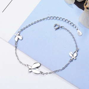Elegant S925 sterling silver butterfly bracelet with sparkling zircon stones