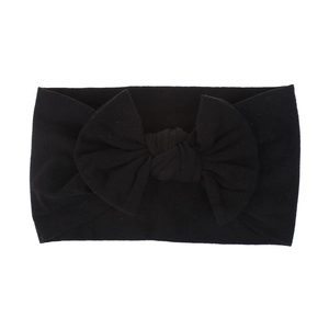 Fascia per capelli in nylon nero morbido con grande fiocco decorativo per neonati