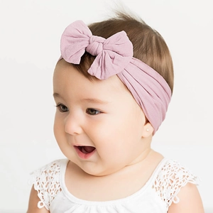 Elegante fascia in nylon con fiocco per neonati, simpatico accessorio rosa per capelli