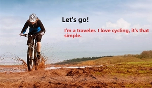 Action shot of cycling sunglasses worn during outdoor mountain bike trail riding in mud