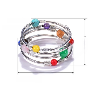 Multilayer gemstone wrap bracelet featuring 6mm to 12mm turquoise, amethyst and agate beads