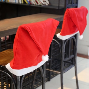 Christmas Chair Covers Santa Hat Shape Red White Non Woven Fabric Dining Seat Back Decor For Xmas Holiday Party Home