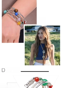 Detail of bohemian multilayer wrap bracelet with turquoise agate and natural stone beads