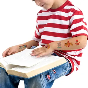 Cartoon circus temporary tattoo stickers for kids featuring clowns and trained animals