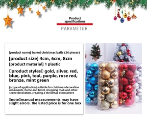 Tableau de paramètres détaillé pour les lots de 24 boules de Noël en plastique multicolores