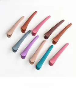 Set of 10 matte Morandi colorful hair clips in various shades on a white background