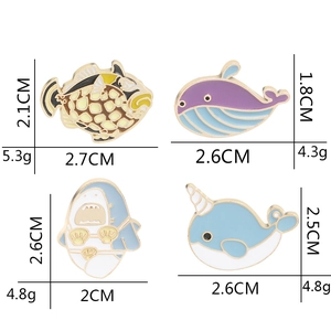 Cartoon Meereskreaturen Emaille-Pin-Set mit bunten Wal- Haifisch- und Delfin-Broschen