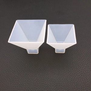 Set of two semi-transparent square funnel silicone molds for DIY crystal resin crafts