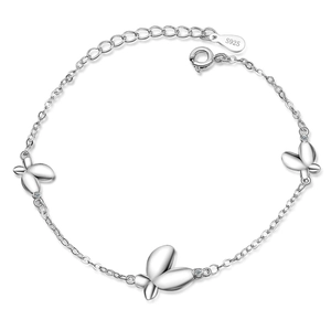 Elegant S925 sterling silver butterfly bracelet with sparkling zircon stones in silver