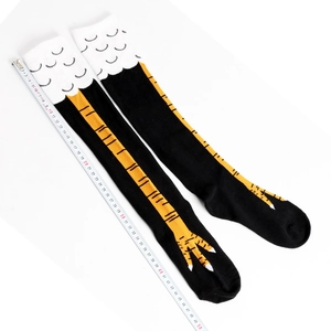 Measurement of over-the-knee chicken leg socks featuring funny yellow bird claws