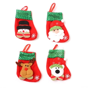 Set of 4 Christmas stockings with Santa, snowman, reindeer, and bear figures
