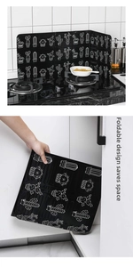 Foldable black aluminum oil splatter guard with cactus pattern for kitchen gas stove