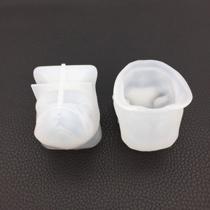 Detail showing the 3D French Bulldog silicone mold for DIY resin and candle crafts