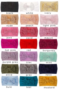 Assortimento di fasce per neonati in nylon morbido con fiocco in 21 colori diversi