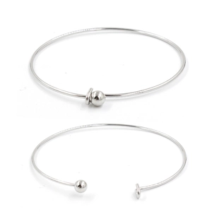 Minimalist 60mm stainless steel bangles with screw beads and open hook design