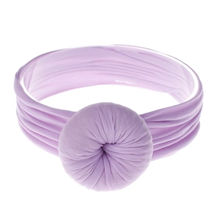Fascia per neonati in morbido nylon lilla con nodo decorativo a pieghe a forma di ciambella