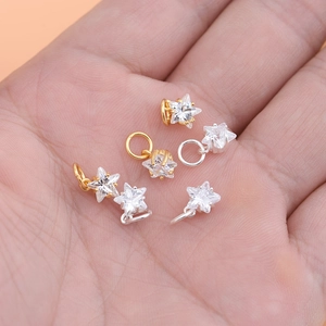 S925 sterling silver mini star pendants with sparkling zircon for DIY jewelry making