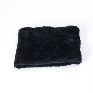 Detail of soft black thermal fleece lining for winter neck gaiter with plush texture