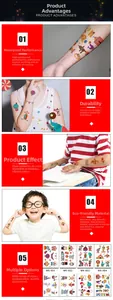 Waterproof cartoon circus tattoos for kids featuring non-toxic and eco-friendly material