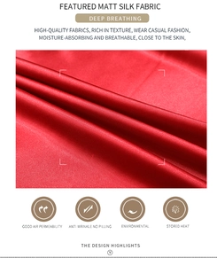 Détail du tissu en soie mate rouge avec texture lisse et drapé doux pour les vêtements de nuit