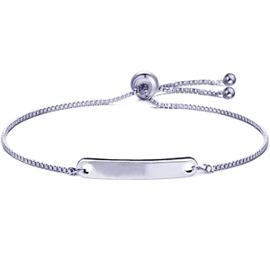 Details von Silber-Box-Armband mit verstellbarem Schieber und rechteckiger Platte