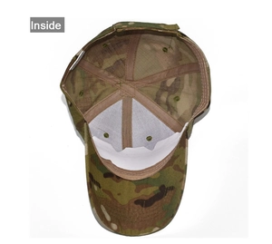 Vue détaillée de l'intérieur de la casquette tactique camouflage avec coutures
