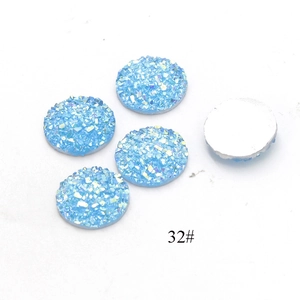 Blue 12mm round resin rhinestones with sparkling druzy texture for DIY jewelry making