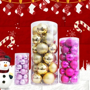 Set de boules de Noël incassables avec finitions mates et pailletées en boîte de 24 pièces