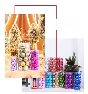 Gros plan de boules de Noël assorties en finitions pailletées, mates et brillantes