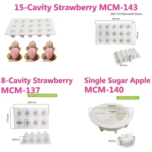 White silicone fruit shaped mousse cake molds for strawberry and exotic fruit baking