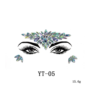 Iridescent facial rhinestone sticker set for forehead and eyes decoration, model YT-05