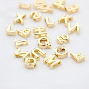 14K gold plated 26 alphabet letter charms for DIY bracelets and necklaces jewelry making