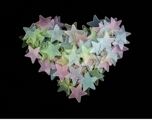 Luminous star stickers arranged in a heart shape for romantic bedroom wall decor