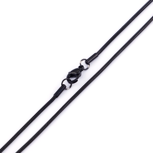 Classic black stainless steel snake chain necklace with a secure lobster clasp closure